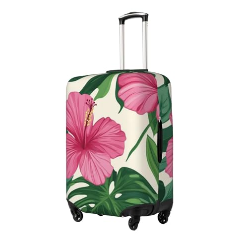 Pink Hibiscus Flowers Travel Luggage Covers For Suitcase Elastic Suitcase Protector Anti-Scratch Spandex Baggage Covers Fits 18-32 Inch Luggage X-Large2