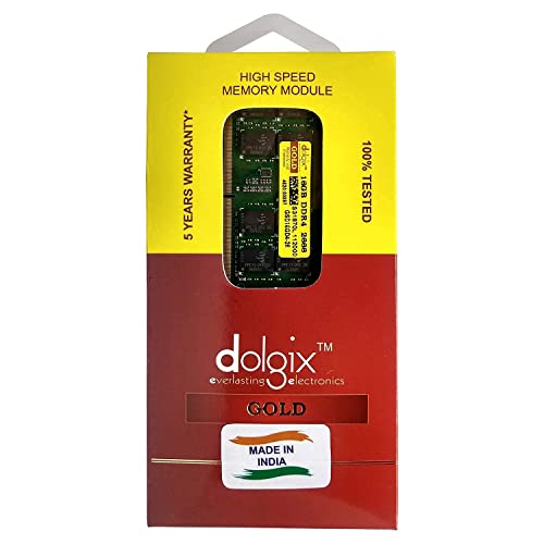 Image of Dolgix Gold 16GB DDR4 2666MHz Laptop /Notebook RAM (Memory) CL-19 (2Rx8 Dual Rank) SO-DIMM | PC4-21300, 5 Year-Warranty (Made in India)