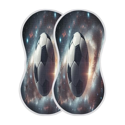 J JOYSAY Soccer Galaxy Dark Baby Burp Cloths for Boys Girls Large 22''x11'' Cotton 4 Layer Baby Essentials for Drool Newborn one sizex2