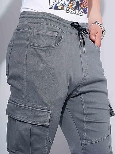 Image of Celio Mens Solid Grey Cargo Pants