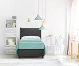 EVERGREENWEB Letto Singolo con Contenitore 80x195 cm, Elegante Struttura Letto Imbottita per Adulti e Ragazzi, Rete a doghe in Legno Inclusa, Moderna Testiera Rivestimento SFODERABILE Grigio Scuro