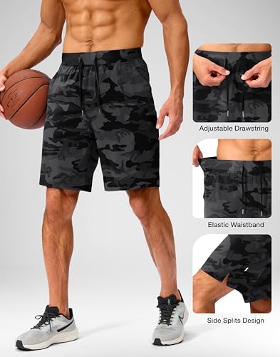 Image of Soothfeel Men's Running Shorts with Zipper Pockets 9 inch / 7 inch / 5 inch Quick Dry Eight Basketball Gym Workout Athletic Shorts