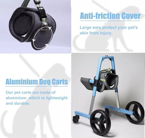 4輪犬用車椅子 - 負傷/麻痺した前脚のための移動補助具、犬の訓練回復サポートと移動能力強化のためのリハビリカート