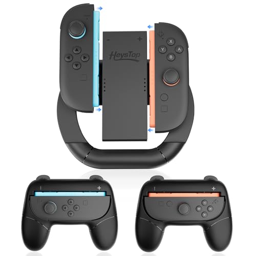 HEYSTOP Joy-Con Grip para Nintendo Switch 2, Set de Fundas 3 en 1 para Joy-Con, Accesorios para Mandos de Juego Perfectos para Juegos de Carreras Compatible con el Control de Nintendo Switch 2