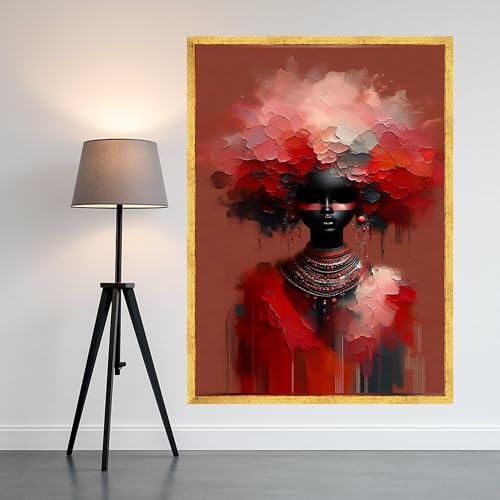 Œuvre d'art contemporaine portrait abstrait pour intérieur chaleureux