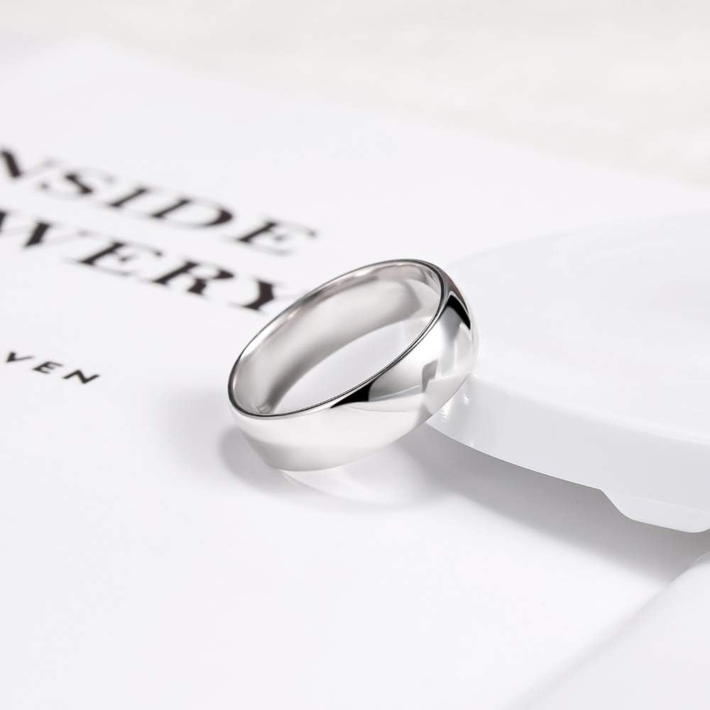EAMTI 2mm 4mm 6mm White Gold Plated Ring High Polish Plain Dome Silver Wedding Band for Women Men Comfort Fit Size 3-13 - Image 2