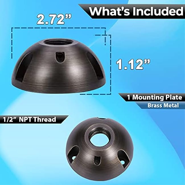 LED Lights Brass Mounting Plate 22 Heavy Duty Surface Flush Mount Low Voltage LED Light Outdoor Landscape Lighting Mushroom Security Garden Lights Home Patio Deck Pool