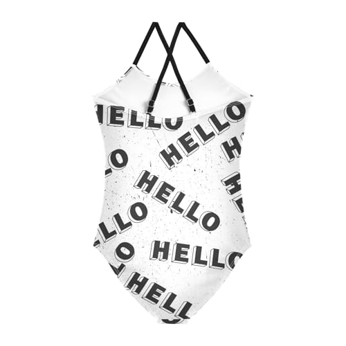 ZZKKO Greetings English Language Girls Swimsuit One Piece Bathing Suit for Baby Girls' Swimwear 3-10T2