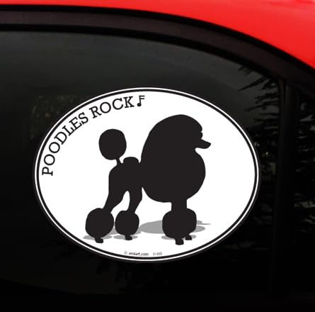 Poodle Decal - Standard Miniature Toy Poodle - Poodles Rock - for Cars/Windows/Laptops - 4.8" x 3.75" inches