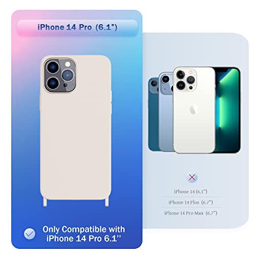 Image of Compatible with iPhone 14 Pro Case with Lanyard Crossbody iPhone Case with Strap Adjustable Shockproof Drop Protection Silicone Phone Cover for iPhone 14 Pro 6.1'' Stone