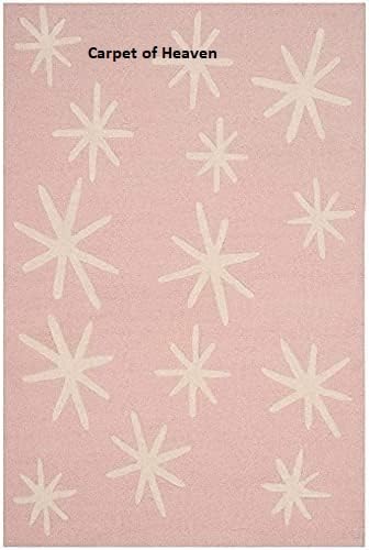 Image of Irregular Shape Handmade Woolen Carpet Pink Colour Size 6x8 feet
