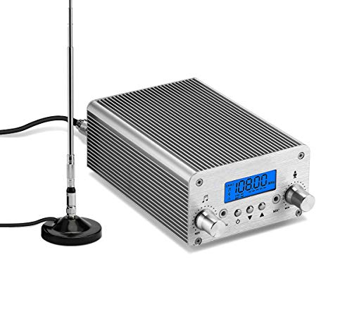 Product Deal FM Broadcast Transmitter, Elikliv 76~108MHz 6W LCD Built-in PLL FM Transmitter for Church Radio Station Car Theater