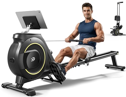 YPOO Rowing Machine for Home, 350 LB Capacity, 16-Level Silent Resistance, Magnetic Rowing Machines for Home Foldable, Full-Body Workout Compact Rowing Machine for Cardio & Strength with APP Support