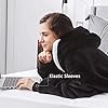 EAHOME Extra Long Hoodie Blanket Sweatshirt 3XL for Women Men 1pcs, Super Warm and Cozy Big Blanket Hoodie, Wearable Flannel Blanket with Sleeves and Pocket Black #4