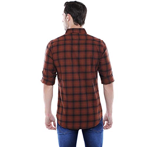 Image of Dennis Lingo Men Cotton Checkered Slim Fit Casual Shirt