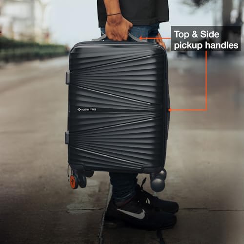 Image of Nasher Miles Mumbai Hard-Sided Polypropylene 8 Wheels Double Spinner Cabin Luggage Black 20 inch |55cm Trolley Bag, Small