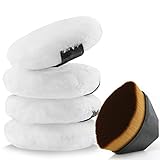 Fluffy Long Hair Powder Puff, Include a Flat Top Foundation Brush, for Loose Powder/Face Powder/Body...