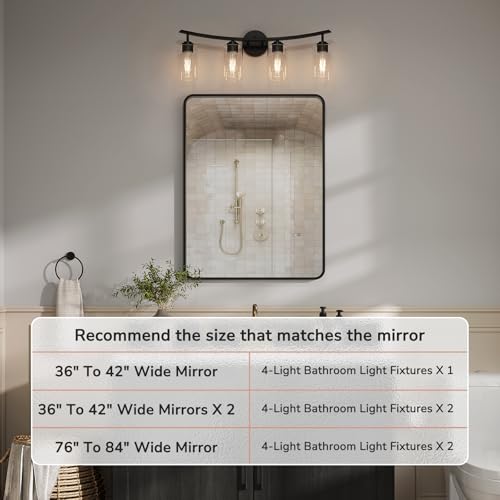 Image of USHOWER 4-Light Inner Arc Bathroom Light Fixtures