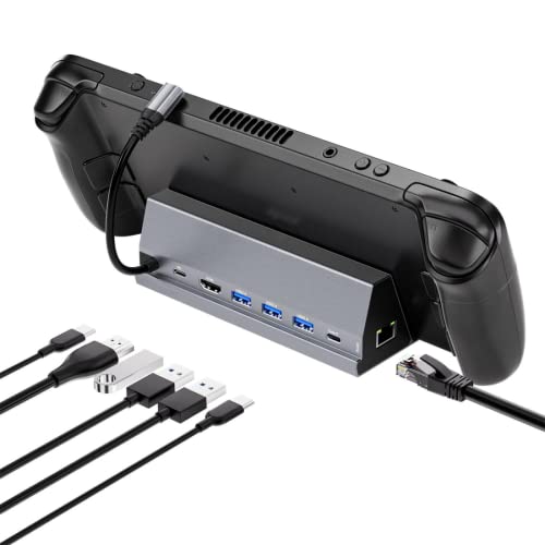 2BSON Estación de Acoplamiento 7 en 1 dor Steam Deck, Base de Cubierta de Vapor con HDMI 4K a 60Hz, 2 USB-A 3.0, USB-C 3.0, Gigabit Ethernet, Puerto USB-C de Carga de Velocidad Completa Cover