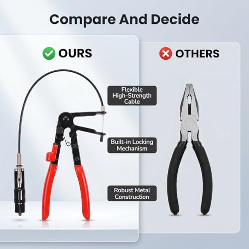 Alicates para abrazaderas de manguera EMUKOEP de 705 mm con cable flexible y bloqueo 6