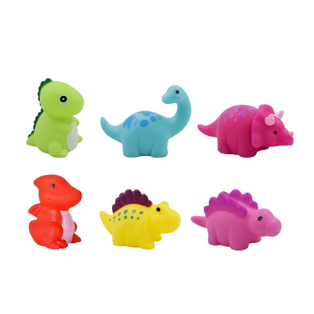 HOMNIVE Giocattoli da bagno a forma di dinosauro senza foro, 10 pezzi, senza muffa, morbidi e sicuri, per bambini 1-5 anni, vasca da bagno e piscina