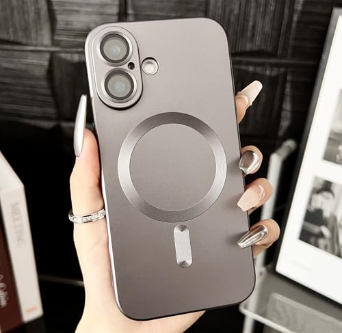 Étui de chargement magnétique sans fil pour iPhone 16 Pro Max gris mat