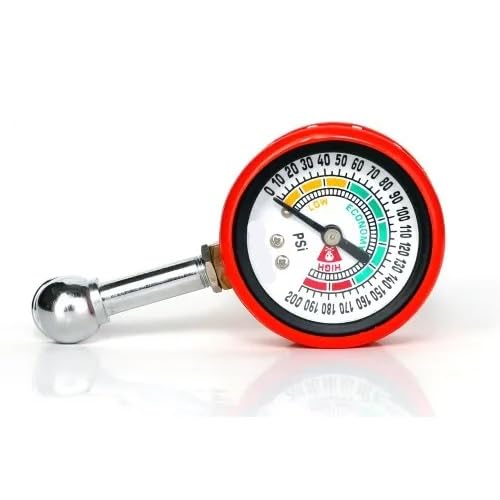 Image of Tire Pressure Analog Gauge with Hose - Heavy-Duty Air Pressure Checker for Car, Truck, Motorcycle, and Bike - Portable Manual PSI Meter (Mini Hose Small Gauge)