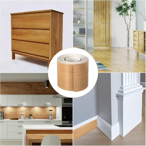 Image of uxcell 1 Roll Wood Grain Tape, 2.36 inch x 49 Ft Realistic Textured Repair Tape Self Adhesive Wood Textured Patch for Floor Wall Door Table Cabinets Desk Furniture Home Decor(Orange)