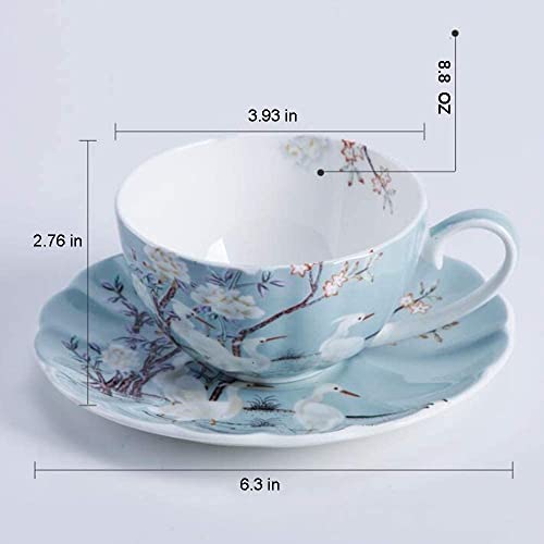 Kubek do kawy z zestawem spodków, cienka porcelana kostna, 230 ml na latte i herbatę, idealny na imprezy i dawanie prezentów