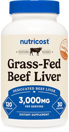 Nutricost Grass Fed Desiccated Beef Liver Capsules 3000mg (750mg Per Cap), 120 Capsules - No Hormones, Non-GMO, Gluten Free, Pasture-Raised, Free Range Beef