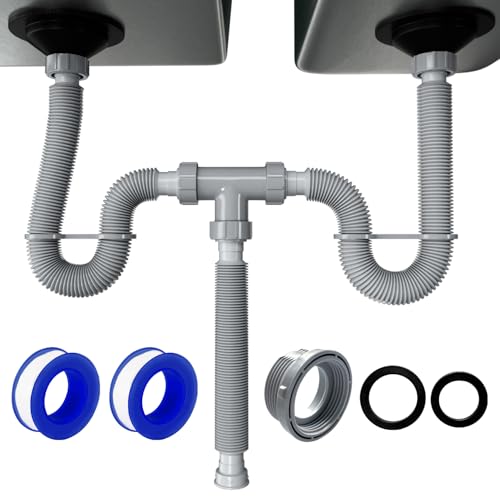 VIVIDA Double Sink Drain Pipe Kit, 1-1/2