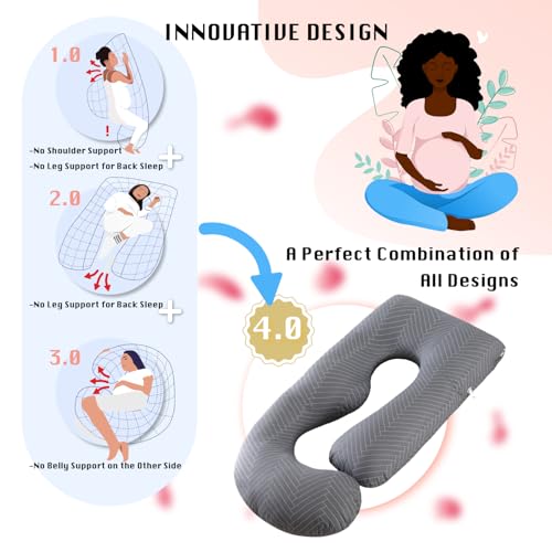 Image of ALLOPERA Pregnancy Pillow, Full Body Maternity Pillow 57 inch, with Removable Washable Cover - Sleep Support for Legs, Back, Neck, Shoulder, HIPS, Belly for Pregnent Women, 100% Cotton