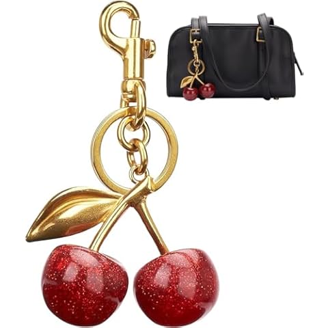 SONGCHANGJEWELRY Cherry Bag Charm - Gold-Plated Cherry Keychain Accessory - Quality Purse Keys Charm Gifts for Women Girls Cover