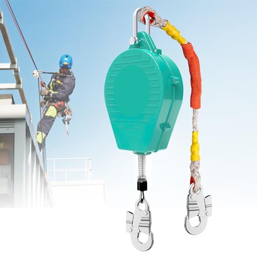 YJINGRUI Self Retracting Lifeline 7m Load 150kg High-Altitude Fall Arrester with Double Locking Structure and Buffer Spring for Aerial Construction, Electrical Maintenance
