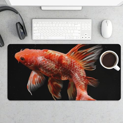 Desk Pad Protector Extended Red Carp Fish 30x60 cm