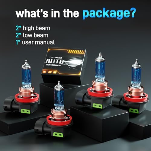 Image of XFLHEHD Fits for 2016-2023 Toyota Tacoma Halogen Headlight Bulbs Combo, Ultra Bright 5000K White High Low Beam Headlight Bulbs, Plug and Play, 4 Pack