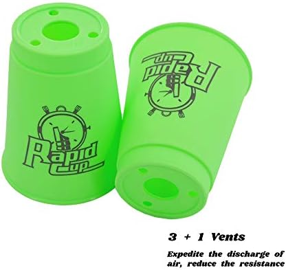 DoInFun Stacking Cups, Pack of 12 Quick Stack Cups Speed Training Game for Challenge Competition Travel Party, Medium Size for Kids/ Adults - Green