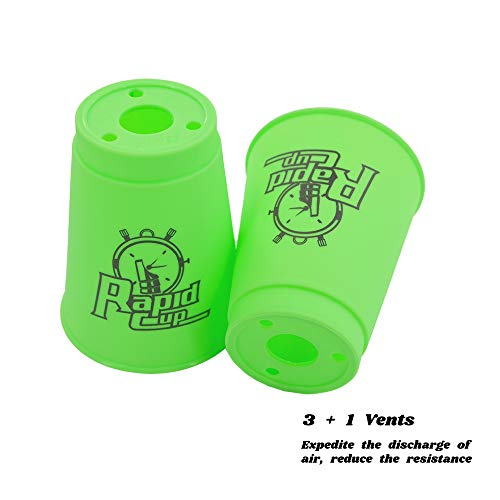 Erlsig 12 Pack Stacking Cups, M Size Quick Stack Cups Set Speed Training Game For Travel Party Challenge Competition, Green #TOP3