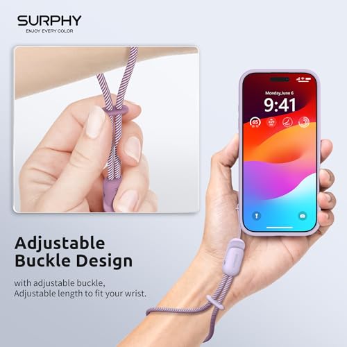 Image of SURPHY 2 Pack Phone Lanyard, Phone Wrist Strap for Case, Camera Wrist Strap | Ultra-Light 2-Color Braided Phone Strap, Cellphone Charm Strap, Anti-Lost Wrist Lanyard for Women and Men,Lilac Lilac Purple
