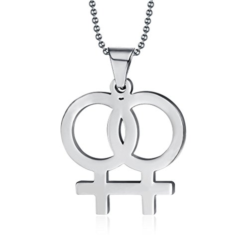 VNOX Homosexuell Lesben Stolz Frauen Mädchen Edelstahl Weibliches Symbol Interlock Charm Anhänger Halskette,Freie Kette