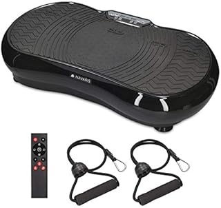 Navaris Vibrationsplatte Ganzkörper Sportgerät - Vibration Shaper Platte Fitness Training Bauch Beine Po - Sport Gerät mit Bändern LCD Display
