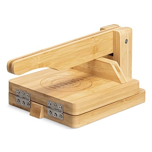 Navaris Wooden Tortilla Press - Wood Pataconera Tortilla Quesadilla Maker Flour Dough Press for Quesadillas Tortillas Indian Roti Tostones Patacones