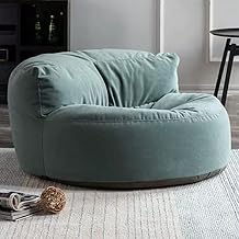 Bean Bag Chair Chenille Bean Bag Cover No Filler Washable Ultra Soft Pouf Ottoman Kids Adults Beanbag Chair Lazy Armchair Couch Floor Seating Living Room Furniture Color Gray Green, Size 100cm