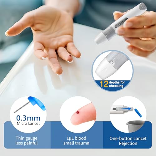 image for CareLiving BGM101 Blood Glucose Monitor Kit, 100 Test Strips, 100 Lanc