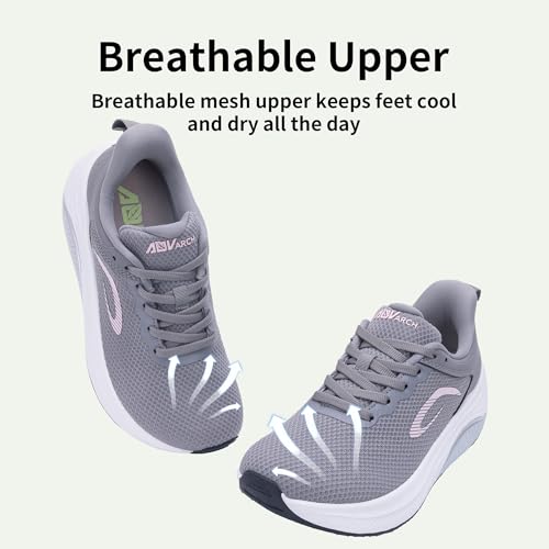 Image of Wide Toe Box Shoes Women Arch Support Walking Shoes for Plantar Fasciitis Wide Width Orthotic Tennis Sneakers