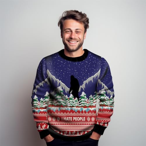 Bigfoot Sweatshirt for Women, Sasquatch Ugly Christmas Sweater Mens Funny Xmas Bigfoot Shirts (HN-SW09)4