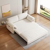 Neylory 63.8' Queen Pull Out Sofa Couch Bed, 3 in 1 Convertible Sleeper Sofa with Side Storage, Velvet Loveseat Recliner for Living Room, Apartment, Small Space, Beige