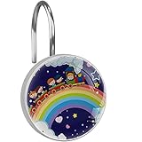 12 Packungen dekorative Duschvorhanghaken, Edelstahl-Duschhakenringe für Badezimmer, Duschvorhangringe, Aufhänger für Kinder, die einen Zug über den Regenbogen nehmen