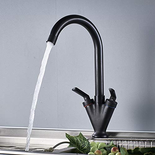 Dual Handle Kitchen Faucet Bronze Brass Deck Mount Hot And Cold Water Mixer Tap Para Kitchen Sink Faucets