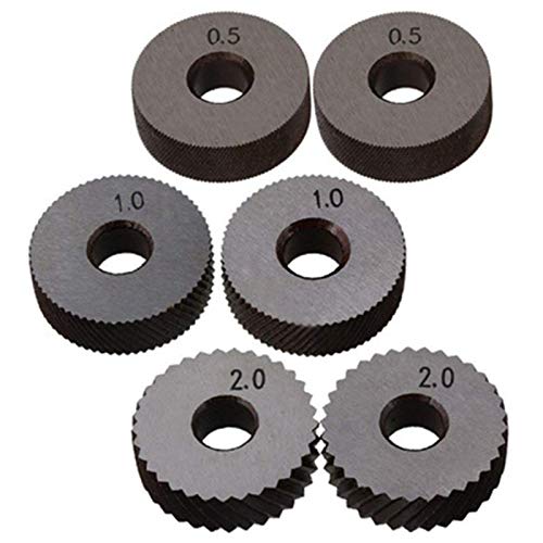 7 Pièces séries ensemble d'outils de moletage à double roue 0.5mm 1mm 2mm ensemble de roues linéaires ensemble de tour en acier outil de moletage de roue